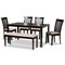 Baxton Studio Minette Sand Upholstered and Brown Finished Wood 6-Piece Dining Set 170-9397-10916-10519 - alternate 1